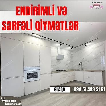 qaz sobalar: Mətbəx mebeli dizayn və quraşdırma xidməti - Müasir, minimal üslubda — 1