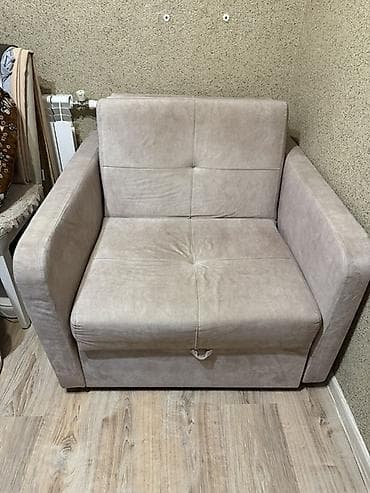 Kompakt çevrilən kreslo-divan - Rəng: açıq bej - Material: yumşaq