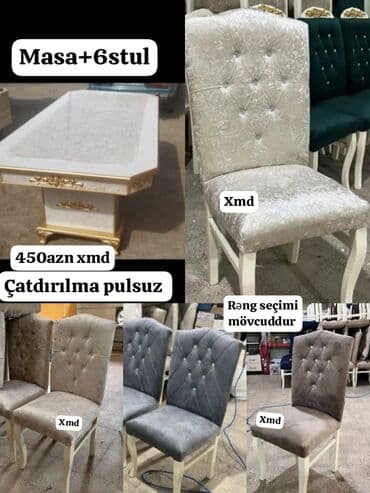 Sifarişlə çarpayılar: Qonaq otağı üçün, Yeni, Açılmayan, Dördbucaq masa, 6 stul