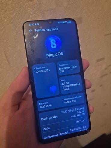 samsung note 9: Honor X7a, 128 GB, rəng - Qara, Qırıq — 9