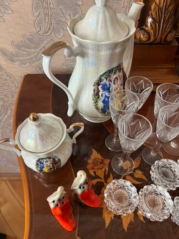 rəsm dəsti: Çay dəsti, rəng - Ağ, Farfor — 1