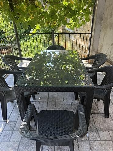 stul: Açıq hava üçün mebel dəsti - Tərkibi: 1 ədəd düzbucaqlı süfrə/masa və — 1