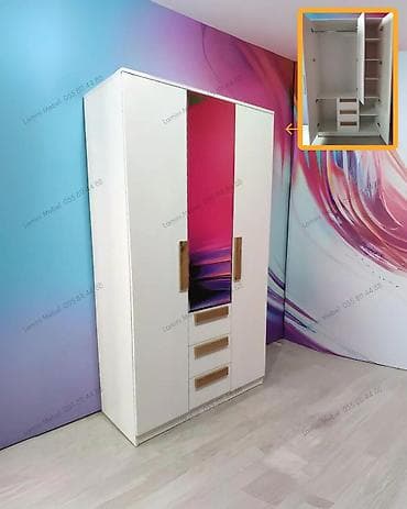 paltar dolab: 3 qapılı dolab Geyimlərinizi nizamlı saxlamaq üçün ideal, geniş — 1