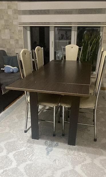 Mətbəx üçün, Transformer, Dördbucaq masa, 6 stul