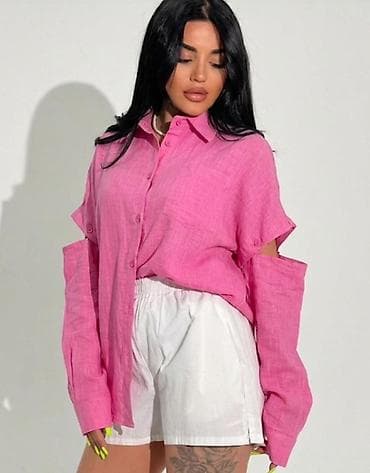 bil: Qadınlar üçün oversize kətan köynək - Material: yüngül və nəfəs alan — 2