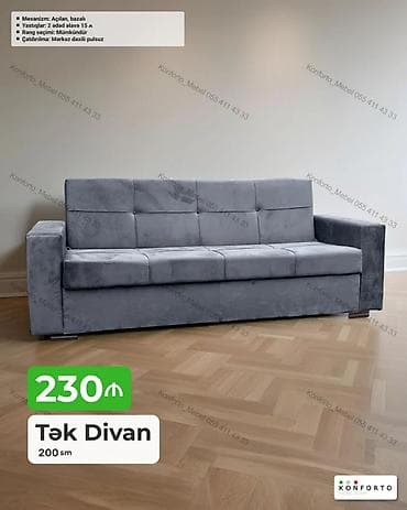 Tək divan – 200 sm - Mexanizm: açılan, bazalı (alt hissədə geniş