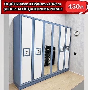 bal: 6 qapılı paltar şkafı - Ölçü: H200 sm x E240 sm x D47 sm - Rəng — 1