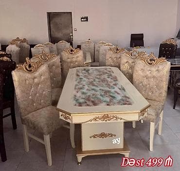 Qonaq otağı üçün, Yeni, Açılmayan, Dördbucaq masa, 6 stul