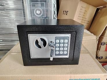 seyfler: Elektron şifrəli mini seyf - Material: qalın metal korpus, mat qara — 3