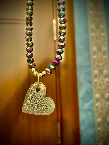 аксессуары из бисера: Ametist rengli daslarla boyunbagi,20 azn,cox gozel — 3