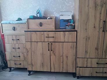 gence dolab: Təbii ağac teksturalı modul mebel dəsti - Material: laminat/LDSP ağac — 1