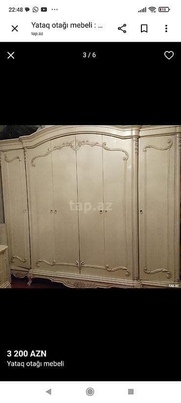 Klassik üslubda yataq otağı mebel dəsti. Tərkibi: - Geniş 6 qapılı lalafo.az -da Klassik üslubda yataq otağı mebel dəsti. Tərkibi: - Geniş 6 qapılı