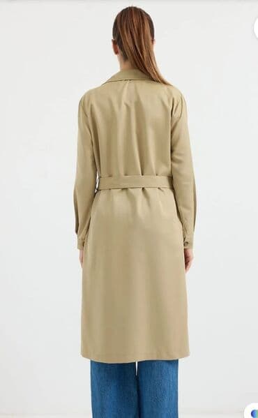 ciriq salvarlar: Qadın trençkot – bej rəng - Model: iki cərgəli düyməli, dizaltı — 2