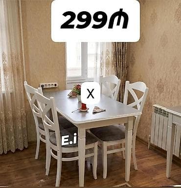 balkon masa: Mətbəx/qonaq otağı üçün yemək dəsti - Komplekt: 1 masa + 4 stul - — 1