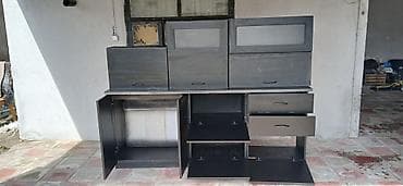 qapi ucun setkalar: Mətbəx üçün modul dolab dəsti - Rəng: tünd qrafit/çəhrayı qara — 1