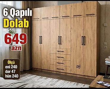 divar asilqan: 6 qapılı paltar dolabı – 649 AZN - Material və rəng: Oduncaq — 1