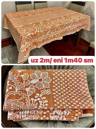 Süfrələr: Masa örtüyü - Ölçü: uzunluq 2 m, en 1 m 40 sm (şəkildə qeyd olunub) - — 1