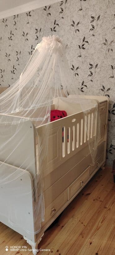 столик на кроватку: Beşik-dolab dəsti - Rəng: krem/şampan tonları - Material: MDF/taxta — 3