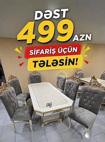 plastik stullar: Qonaq otağı üçün, Yeni, Açılmayan, Dördbucaq masa, 6 stul — 1