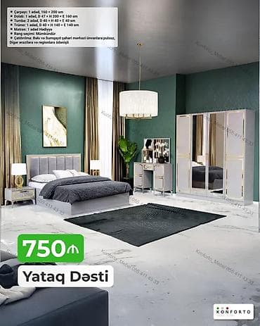 matras sumqayit: Yataq Dəsti – 750 ₼ Komplektin tərkibi və ölçülər: - Çarpayı: 1 ədəd — 1