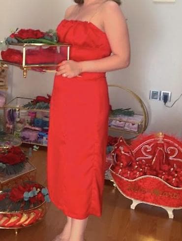 ereb qizili instagram: Qırmızı atlas midi don - Rəng: parlaq qırmızı - Parça — 1
