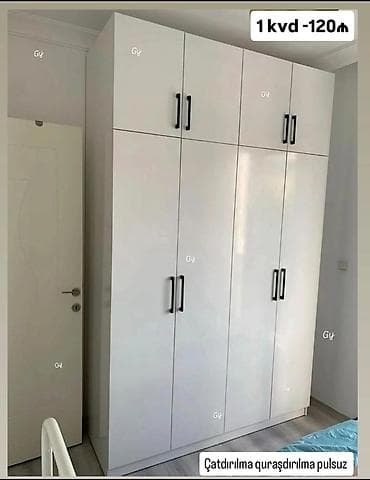 6 qapı, Ağ, Digər material, Açılan, Düz dolab
