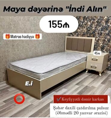 tek kıravat: Новый, Односпальная кровать, С матрасом — 5