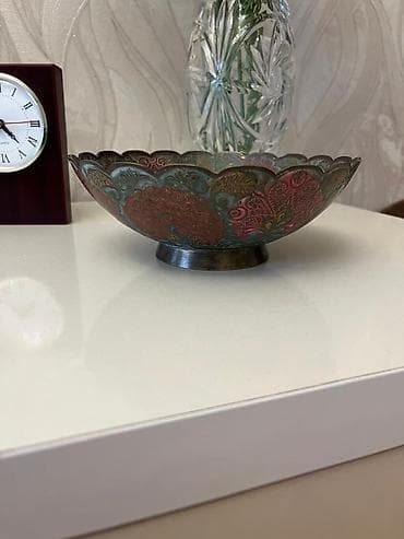 meyve qabı: Dekorativ mis qab – əl oyması və emal naxışlı - Material: mis - — 3