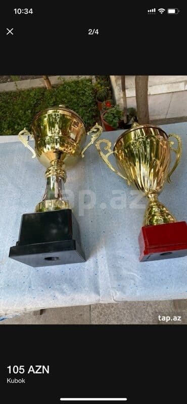 qizil onluq qiymeti 2022: Kuboklar – 2 ədəd - Material: metalik qızılı rəngli gövdə, möhkəm — 2