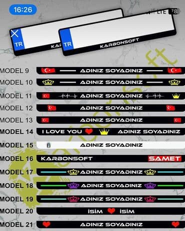 Aksesuarlar və tüninq: "Carbonsoft" Avtomobilin nömrə çərçivəsində istədiyiniz Loqoları (ad — 2