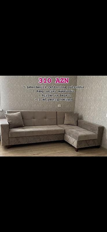 kreditle stul: Künc divan – açılan və bazalı model - Ölçü: L şəklində künc divan — 1