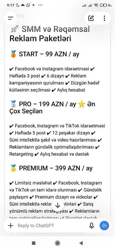 reklamlar: 🚀 Süni İntellektlə Gücləndirilmiş Rəqəmsal Marketinq və Reklam Xidməti — 1