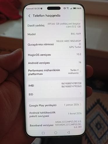 telefon a51: Honor Magic 6 Pro, rəng - Qara, Face ID — 7