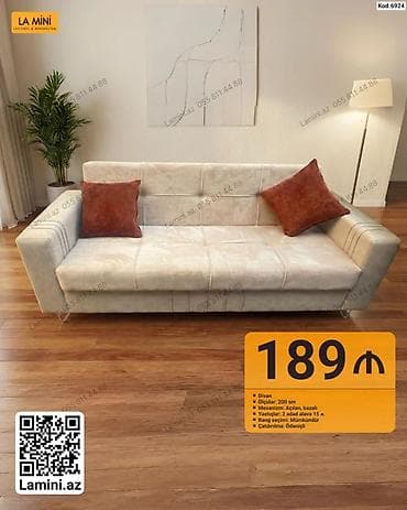 oturaca: Divan – La Mini - Ölçü: 200 sm - Mexanizm: Açılan, bazalı (yataq — 1