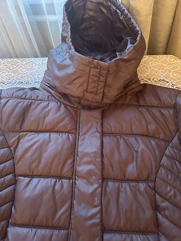 iç geyim: Qadın qış kurtkası – qəhvəyi rəng - Uzun, quilted (şaquli-üfüqi — 1