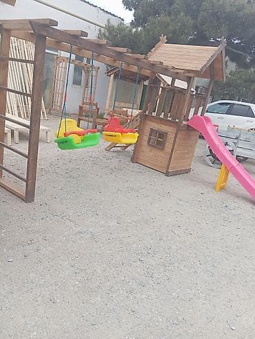 часы с боем: Uşaq oyun kompleksi – taxta evcik, yelləncəklər və sürüşkən - — 3
