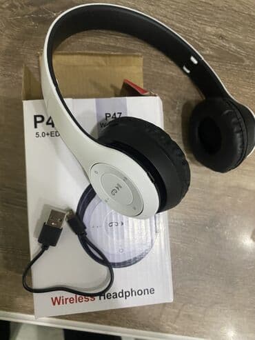 sur mikrofon: Б/у Беспроводные (Bluetooth) Наушники, цвет - Белый — 1