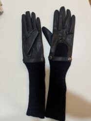 женские кожаные длинные перчатки: Zara teze elcek. 
deri ve toxunma qarışıg model — 9