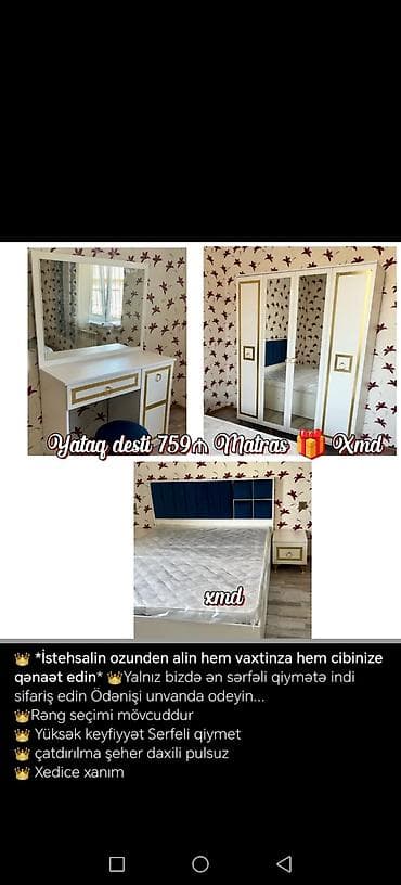 usta qapi: İkinəfərlik çarpayı, Dolab, Yeni — 1