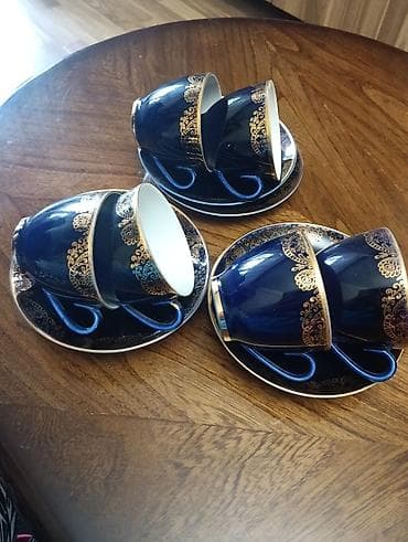 versace servis: Çay dəsti, rəng - Göy, Farfor, SSRİ — 2