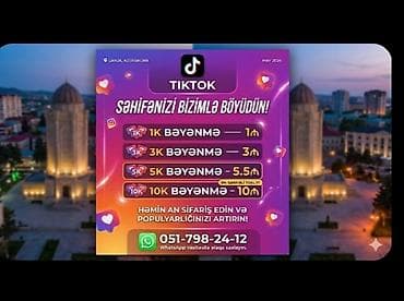 TikTok və Instagram üçün bəyənmə xidməti • Səhifənizin izlənmə və — 1