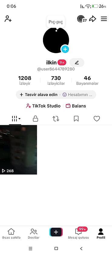 TikTok profili: ilkin (@user8644789280) Xüsusiyyətlər: - Platforma — 1