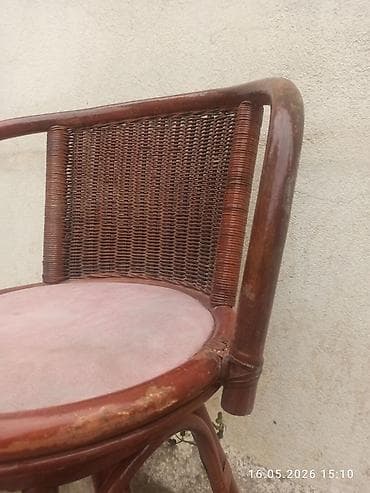 Rattan bar taburesi - Material: təbii rattan/çəpər hörgü arxa dayaq — 4