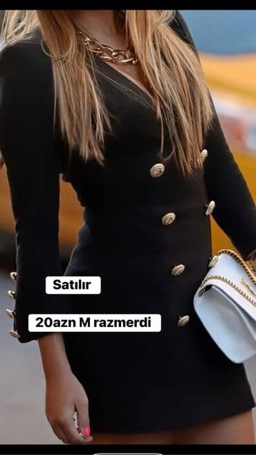 kokteyl don: Qadın paltarı – qara rəng, klassik və eleqant stil. Dizdən yuxarı mini — 1