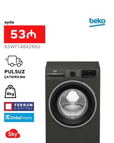 irshad electronics: Paltaryuyan maşın Beko, 8 kq, Yeni, Avtomat, Qurutma var, Kredit var, Pulsuz çatdırılma — 1