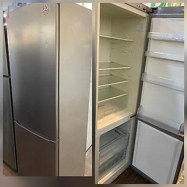 Iki kamerali soyuducu, aşağıda dondurucu bölmə ilə. - Rəng: inox