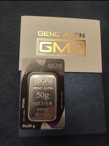 Məhsul: GMR (Genç Metal Rafinerisi) gümüş külçə - Marka: GMR – Genç