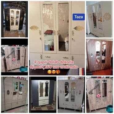 ikinci əl şkaf: Yeni, 4 qapılı Düz dolab, Dolab-asılqan — 20