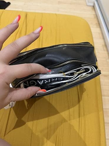 usta çantasi: Qara çiyin/çapraz çanta - Material: hamar teksturalı süni dəridən — 2