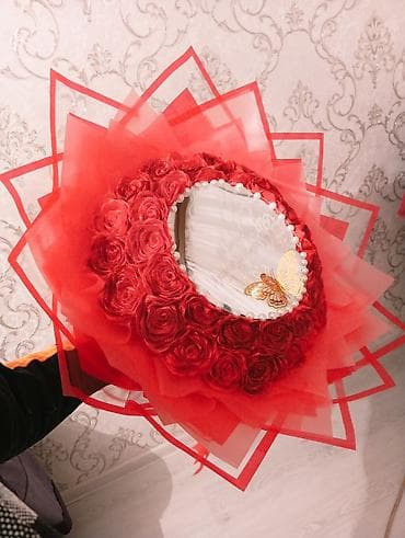 ucuz tablolar: Qırmızı güllər və güzgü kompozisiyası – hədiyyəlik buket - Dizayn — 5